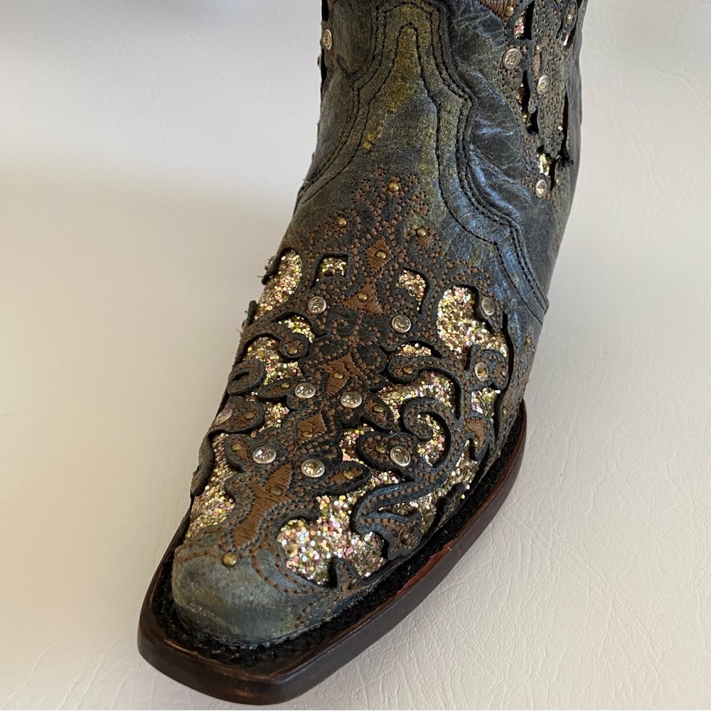 Corral Gray and Brown Embellished Ankle Boots
